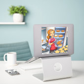 Charmante vrouwen bakken Sticker - (Laptop op bureau)