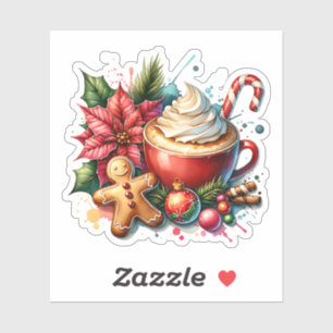 Charmante warme cacao en peperkoek mannen Kerstmis Sticker