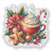 Charmante warme cacao en peperkoek mannen Kerstmis Sticker (Voorkant)