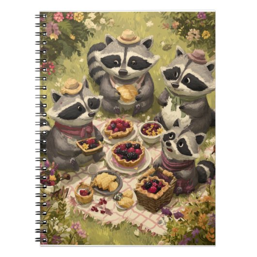 Charmante wasbeer picknick in de wei notitieboek (Voorkant)