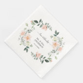 Charmante Waterverf Blush White Flowers Wedding Servet (Hoek)