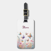 Charmante Waterverf Butterfly Meadow Bagagelabel (Voorkant verticaal)