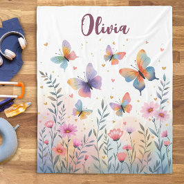 Charmante Waterverf Butterfly Meadow Fleece Deken