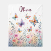 Charmante Waterverf Butterfly Meadow Fleece Deken (Voorkant)