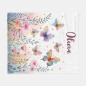 Charmante Waterverf Butterfly Meadow Fleece Deken (Voorkant (Horizontaal))