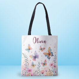 Charmante Waterverf Butterfly Meadow Tote Bag