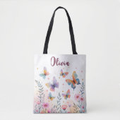Charmante Waterverf Butterfly Meadow Tote Bag (Voorkant)
