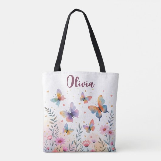 Charmante Waterverf Butterfly Meadow Tote Bag (Achterkant)
