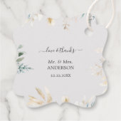 Charmante Waterverf Groen Goud Bruiloft Bedankjes Labels (Achterkant)