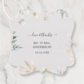 Charmante Waterverf Groen Goud Bruiloft Bedankjes Labels (Voorkant)