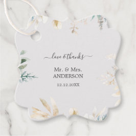 Charmante Waterverf Groen Goud Bruiloft Bedankjes Labels