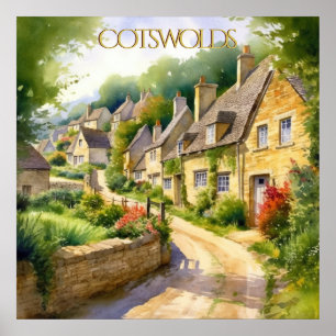 Charmante Waterverf in de Cotswolds Travel Poster