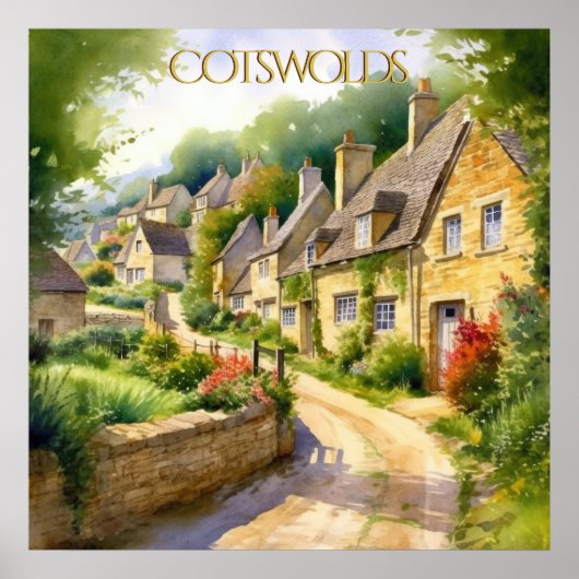 Charmante Waterverf in de Cotswolds Travel Poster (Voorkant)