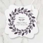 Charmante Waterverf Inkt Foliage krans bruiloft Bedankjes Labels (Achterkant)