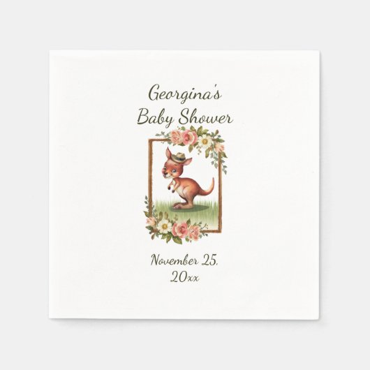 Charmante Waterverf Kangaroo Party Servet (Voorkant)