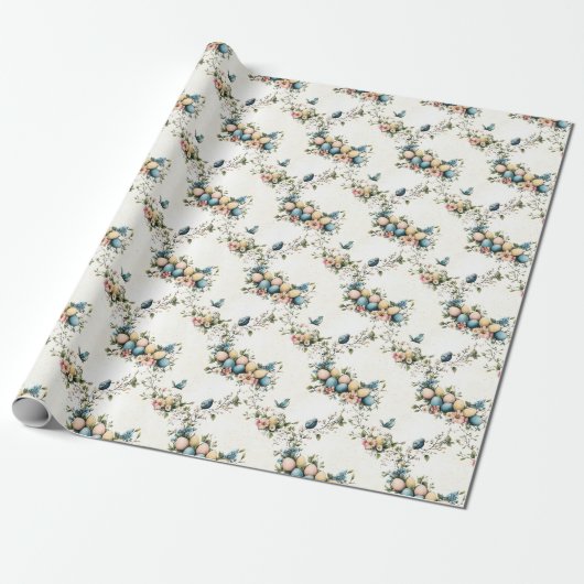 Charmante Waterverf Paasvogels & Bloemenlente Cadeaupapier (Uitgerold)