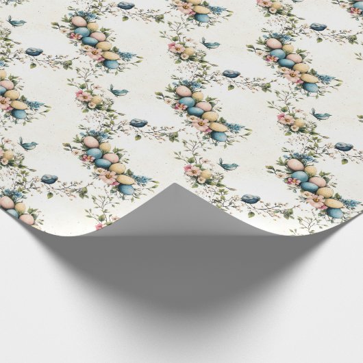 Charmante Waterverf Paasvogels & Bloemenlente Cadeaupapier (Hoek)