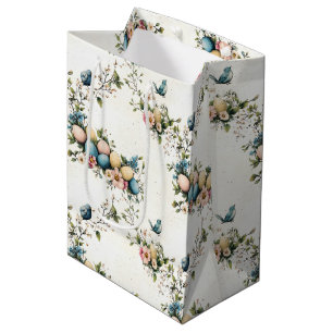 Charmante Waterverf Paasvogels & Bloemenlente Medium Cadeauzakje