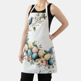 Charmante Waterverf Paasvogels & Bloemenlente Schort