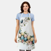 Charmante Waterverf Paasvogels & Bloemenlente Schort (Gedragen)