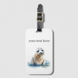 Charmante Waterverf Seal Pup, op maat Bagagelabel
