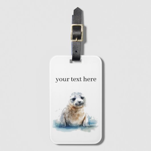 Charmante Waterverf Seal Pup, op maat Bagagelabel (Voorkant (verticaal))
