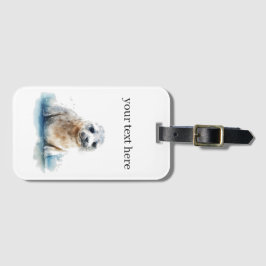 Charmante Waterverf Seal Pup, op maat Bagagelabel