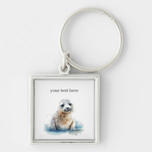 Charmante Waterverf Seal Pup, op maat Sleutelhanger