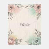 Charmante Waterverf Sketchy Flowers Fleece Deken (Voorkant)