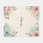 Charmante Waterverf Sketchy Flowers Fleece Deken (Voorkant (Horizontaal))