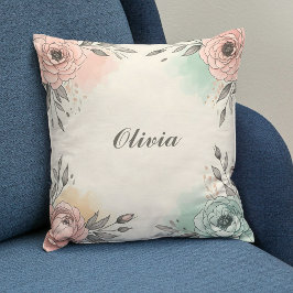 Charmante Waterverf Sketchy Flowers Kussen