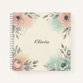 Charmante Waterverf Sketchy Flowers Notitieboek (Voorkant)