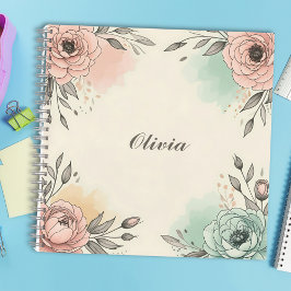 Charmante Waterverf Sketchy Flowers Notitieboek