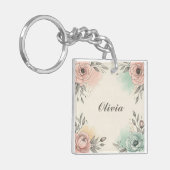 Charmante Waterverf Sketchy Flowers Sleutelhanger (Voorkant Links)