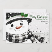 Charmante Waterverf Sneeuwman Kerst Feestdagenkaart (Voorkant)
