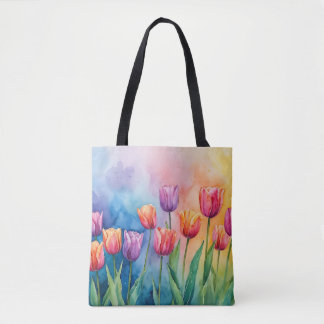 Charmante waterverf tulpen tote bag