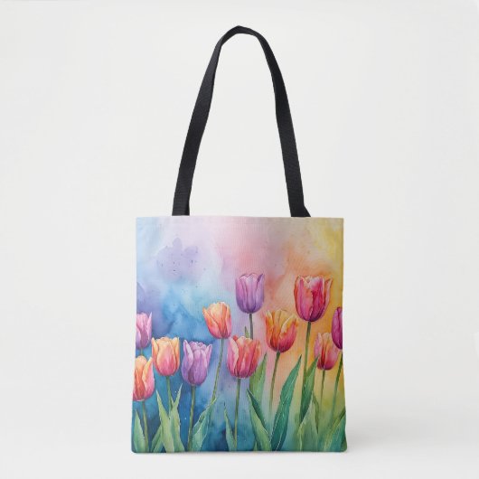 Charmante waterverf tulpen tote bag (Voorkant)