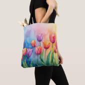 Charmante waterverf tulpen tote bag (Dichtbij)