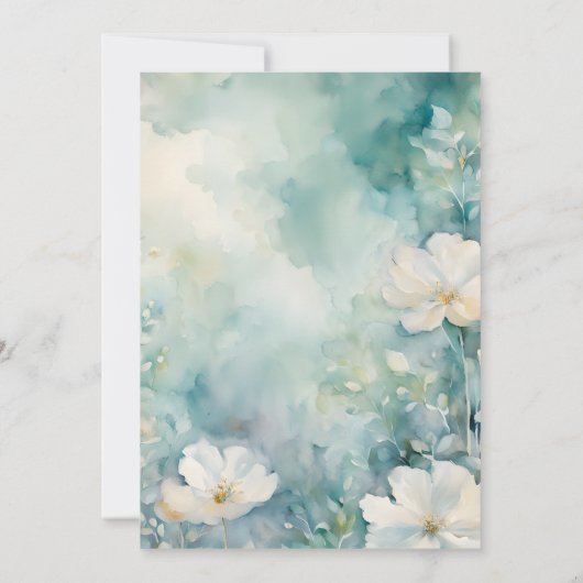 Charmante Waterverf Witte Bloemen bruiloft Kaart (Achterkant)