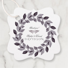 Charmante waterverfinktbloemenkranz bruiloft bedankjes labels