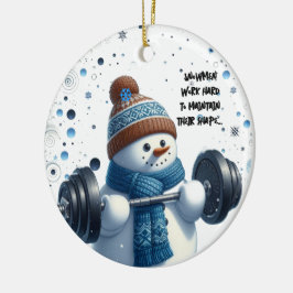 Charmante Weight Lifting Snowman Keramisch Ornament