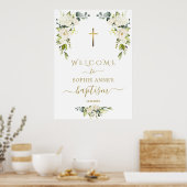 Charmante wilde witte rozen doop welkomstbord poster (Keuken)