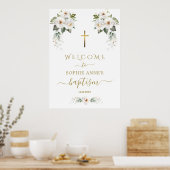Charmante wilde witte rozen doop welkomstbord poster (Keuken)