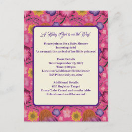Charmante Wildflower Roze Baby Douche Uitnodiginge Aankondigingskaart