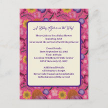 Charmante Wildflower Roze Baby Douche Uitnodiginge