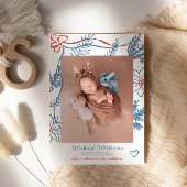 Charmante Winter Bloemen Baby Foto Geboorte Aankondiging