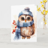 Charmante Winter Uil Whimsy Kaart (Gele Bloem)