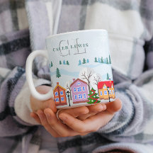 Charmante Winter Village Jumbo Mok - Familie Gift