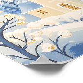 Charmante Winter Village Scene in het besneeuwde l Poster (Hoek)