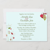 Charmante Winter Vogels Kerstmis Uitnodiging (Achterkant)